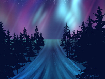 Aurora - Northern Lights doodle illustration procreate