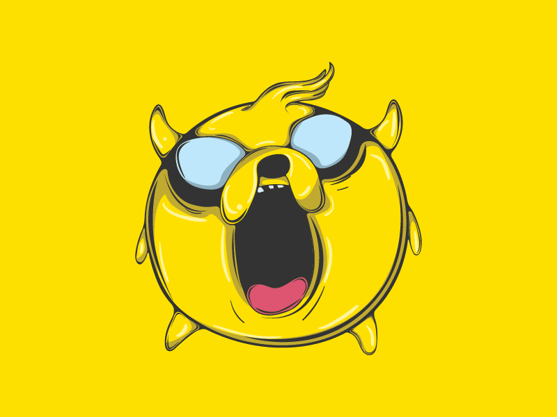 Cool Emoji - Jake Inspired adventure artwork cool dribbble emojis emoticons f1digitals illustration jake smiley the dog yellow