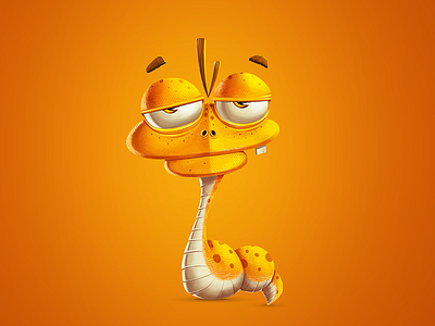 Mr. Slithers - Digital Painting cartoon character design creative digital painting f1 digitals game mascot slithers snake yellow snake