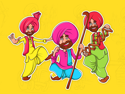 Rangle Punjabi Stickers Design colors desi f1digitals india people punjab punjabi rangle sardar sikh turban