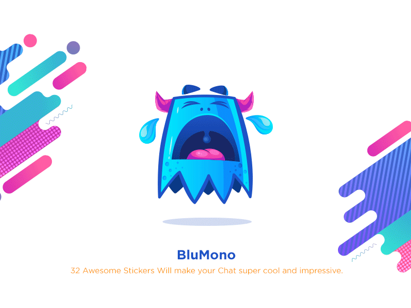 BluMono Stickers blumono character cool creative emojis emoticons f1digitals graphics illustration monster stickers vector