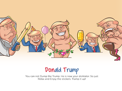 Donald Trump Stickers Design | F1 Digitals clinton donald trump emojis f1 digitals illustration obama president stickers trump united state vector