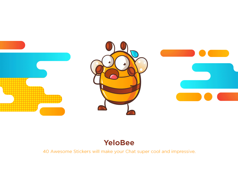 YeloBee Stickers bee character cool creative emojis emoticons f1digitals graphics illustration stickers vector yelobee