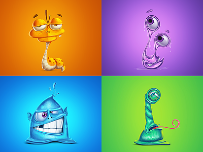 Characters Designs - Digital Illustrations character concepts cool creative digital high end illustration illustrations mascot monster painting snake snappy