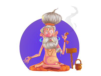 Indian Saint Illustration cigar f1 digitals illustration india inidian old age guy saint smoke