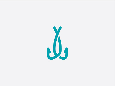 Monogram blue fish fishhook fishing j l logo monogram