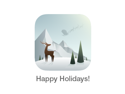 Till next year, Santa! christmas deer happy holidays! holiday icon illustration mountain santa snow tree winder xmas