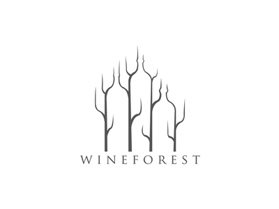 Wineforest bottle branch brand drink fall forest identity logo logolounge negative space season tree typography wine