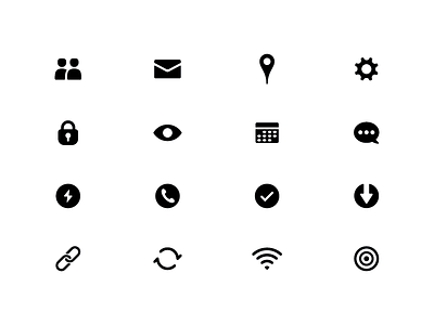 Icon Set calendar download friends icon location messages network power security settings simple ui