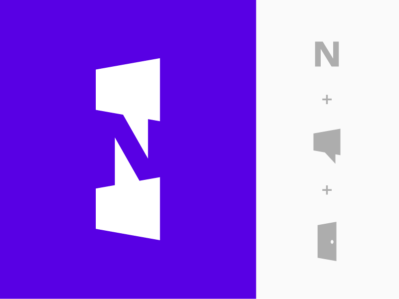Podcasting Company identity logo conversation speech bubble n negative space perspective door wip podcast