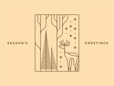 Season's Greetings christmas deer design illustration line art lineart linework minimal seasons greetings xmas xmas tree