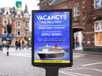 Poster With Layout applynow!! artwork branding crusie dribbble inspriation free visa hiring poster printable queen mary 2 cunard ticket urgent vacation vector visa