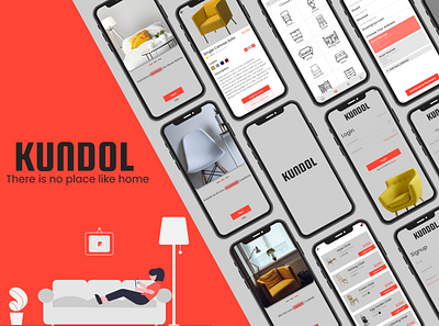 Kundol - There is no place like home branding design designer e commerce icon illustration logo redesign typography ui