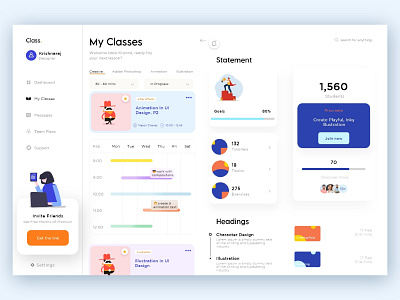 My classes #Dashboard adobe xd classes dashboard design google minimal ui ui design ux ux design web web design