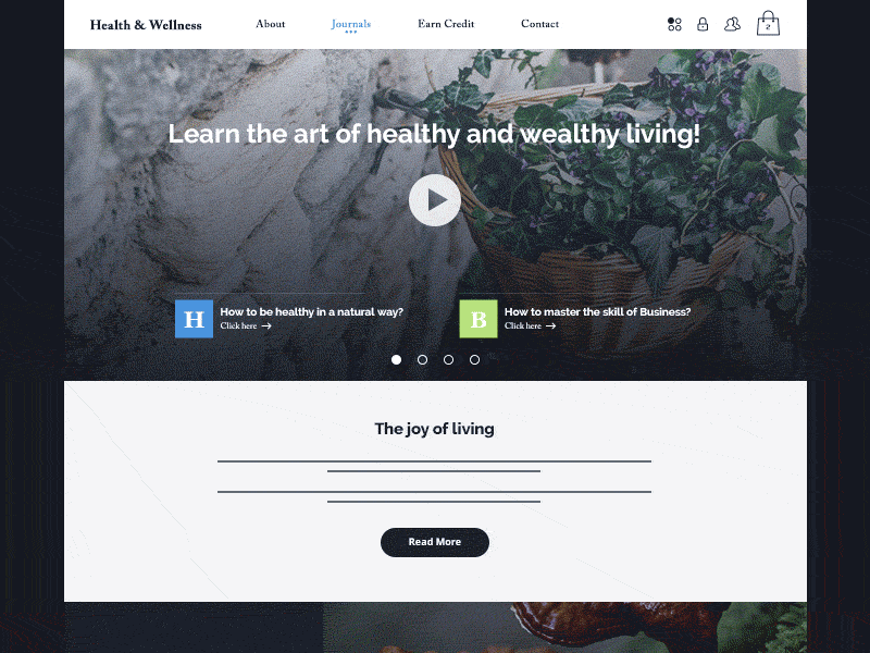 Health & Wellness animation app cart gif health landing ui ux video wellness