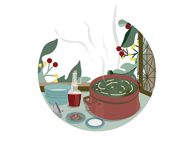 Ash Reshteh design food illustration illustrator minimal persian food soup ui vegetable