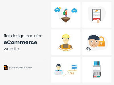 Flat Design Pack for E-Commerce Website