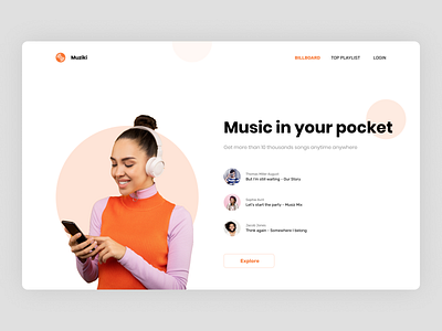 Muziki music music website ui design uidesign uiux ux website website concept website design website designing