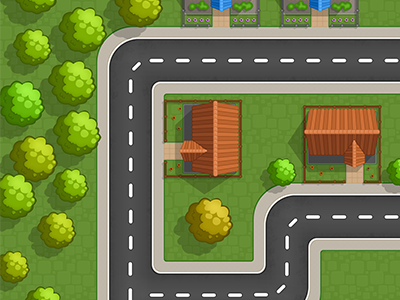 2D Game 2d game gaming houses map top view trees