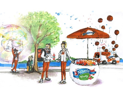 Illustration for Novelle Fruity street promotion, B2C