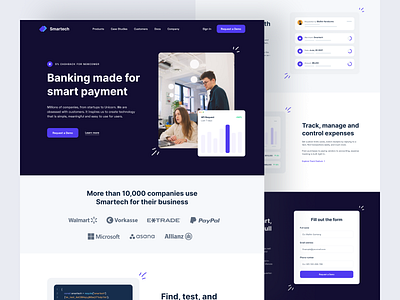 Smartech - Landing Page bank clean code finance financial fintech landingpage modern payment startup ui design uxdesign wallet website design