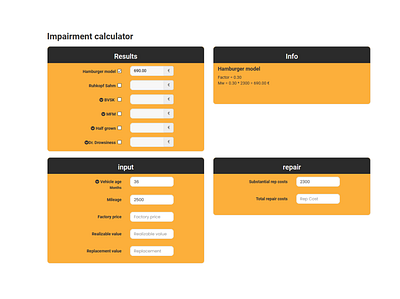 Impairment Calculator app illustration ux web