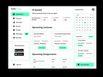 Learning Management System(LMS) Dashboard covid online dashboard design