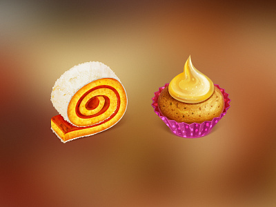 Sweets for the Game blur caramel cream food icon illustration roll shine sweets texture