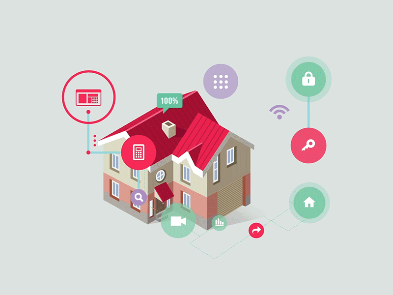 Smart Home Icon animation building home icon smart
