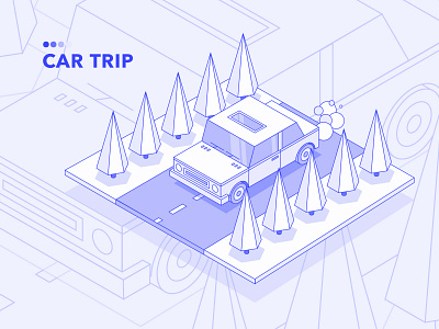 Car Trip car clean design flat icon illustration isometric isometric illustration isometry trip vector