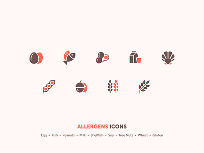 Allergen Icons branding design flat icon vector