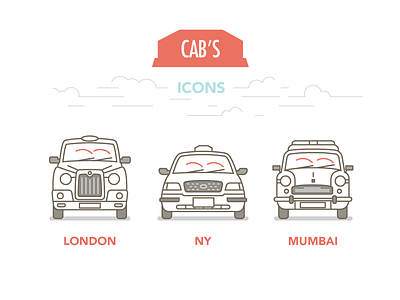 Taxi Cab's cab icon illstration london moskow mumbai ny taxi vector