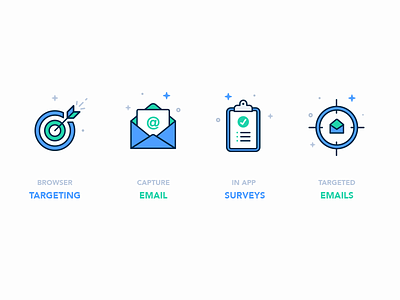 Features Icons drift email flat icon message survey target vector