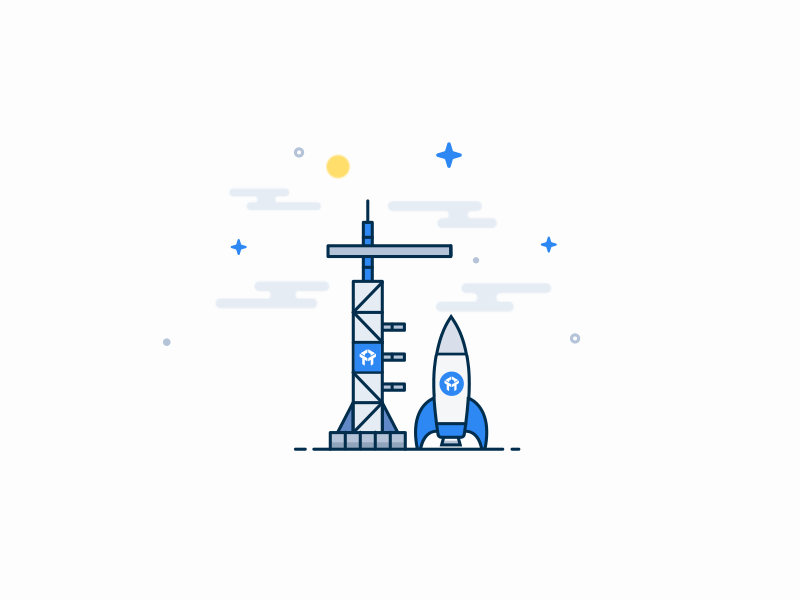 Building Rocket animation build drift flat gif icon illustration rocket vector