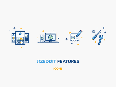 Features creative icon illustration responsive settings template tools vector