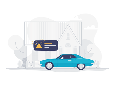 Car Detection alarm car house illustration notification