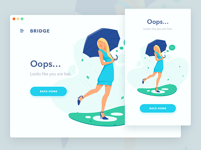 Page not found 404 girl illustration page rain umbrella