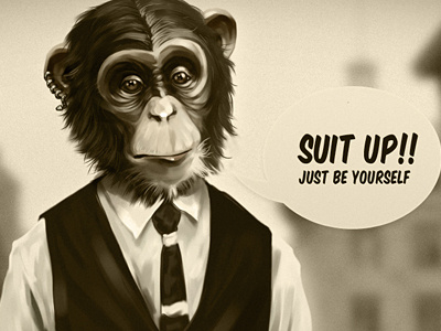 Suit Up illustration monkey poster retro suit up