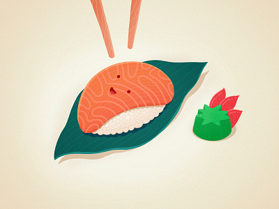 Sushi Time cute illustration procreate smile sushi tasty wasabi