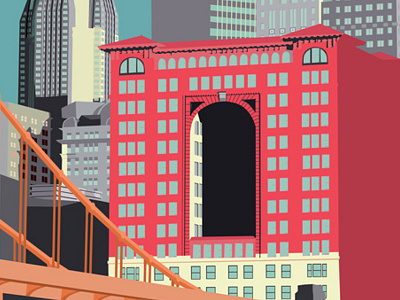 Pittsburgh 9th Street Skyline bridge building color design graphic illustration pittsburgh shape skyline