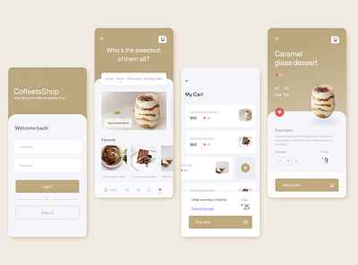 Coffets - pastry and coffee shop mobile application app app design clean design clean ui coffee app coffee shop coffeeshop dailyui design ecommerce ecommerce shop mobile app mobile ui modern design pastry shop simple clean interface simple design ui ui design uiux