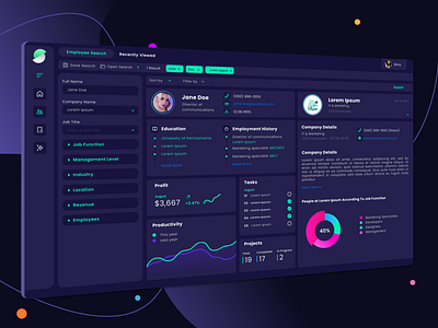 Dashboard - Employee & Company Information clean ui company design dailyui dark mode dashboard dashboard design desktop employee employee information ui ui design