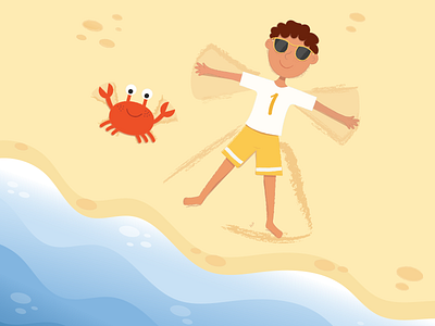 Sand Angels :) beach book illustration boy on the beach branding crab graphic design holiday illustration recreation summer