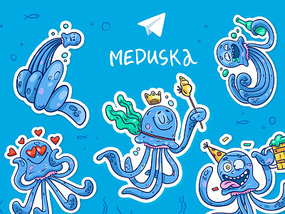 Sticker Pack - Meduska cartoon character chat emoji emotions meduska messenger sea smile sticker sticker pack telegram