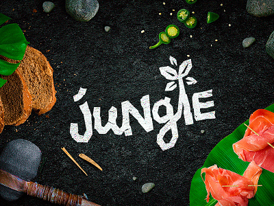 Jungle logo banana cook craft food handmade jungle lettering logo logotype meal natural stone