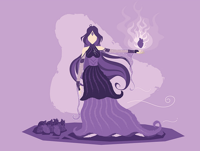 Witch of Hearts character design fantasy i illustration vector