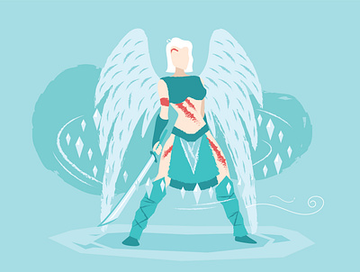 Warrior of Light character design fantasy illustration vector
