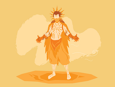 Sun Sorcerer character design fantasy illustration vector