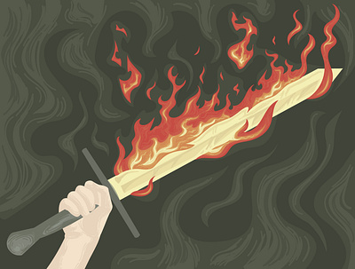 In the name of the flame design fantasy illustration vector