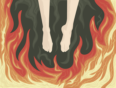 Flame licks the feet design fantasy illustration vector